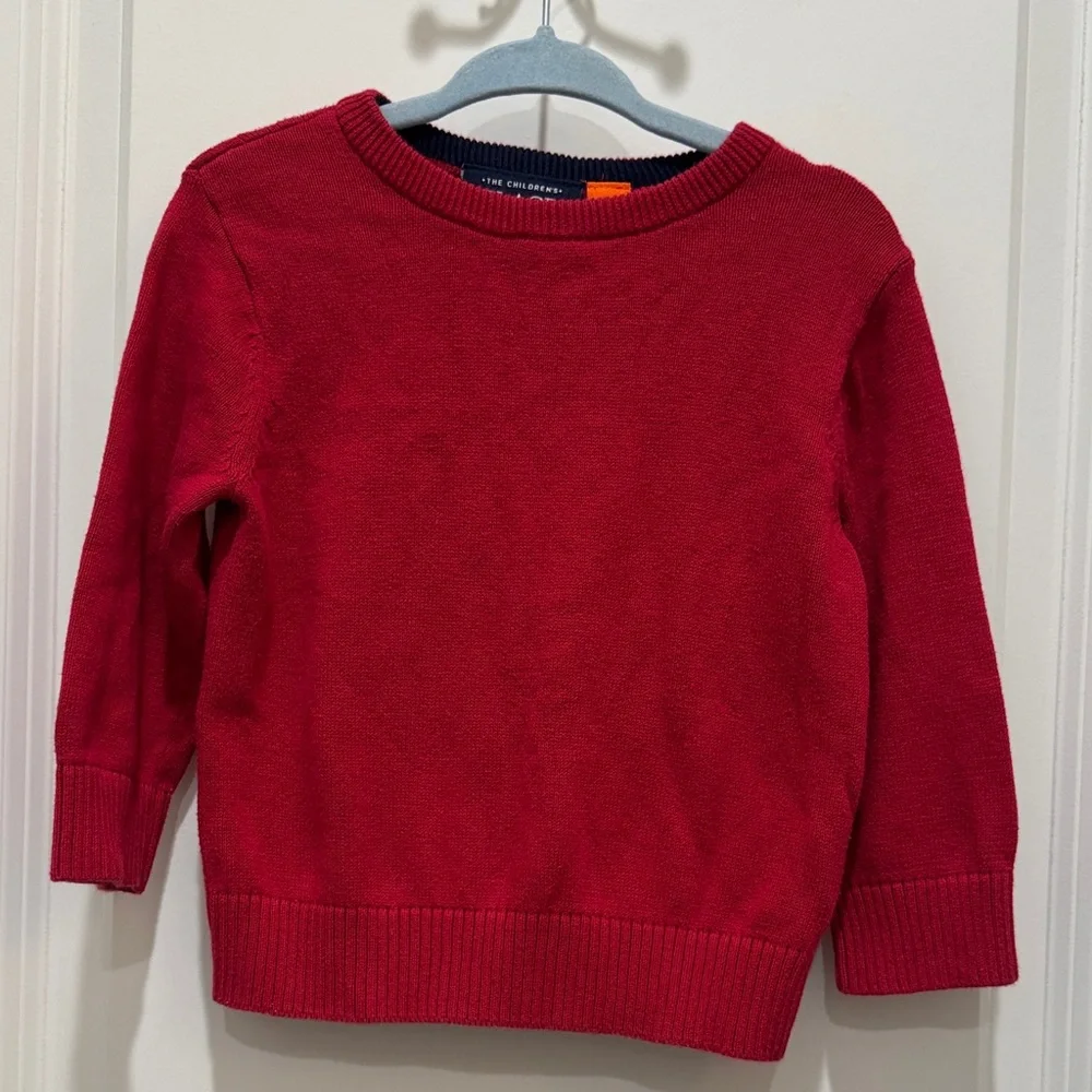 The Children's Place Classic Holiday Red Knit Crew Neck Sweater Baby 12-18 month